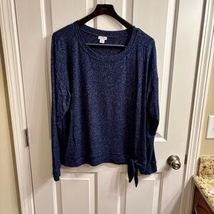 J. By J. Crew Navy Heather Long Sleeve Knit Top with Side Tie XXL